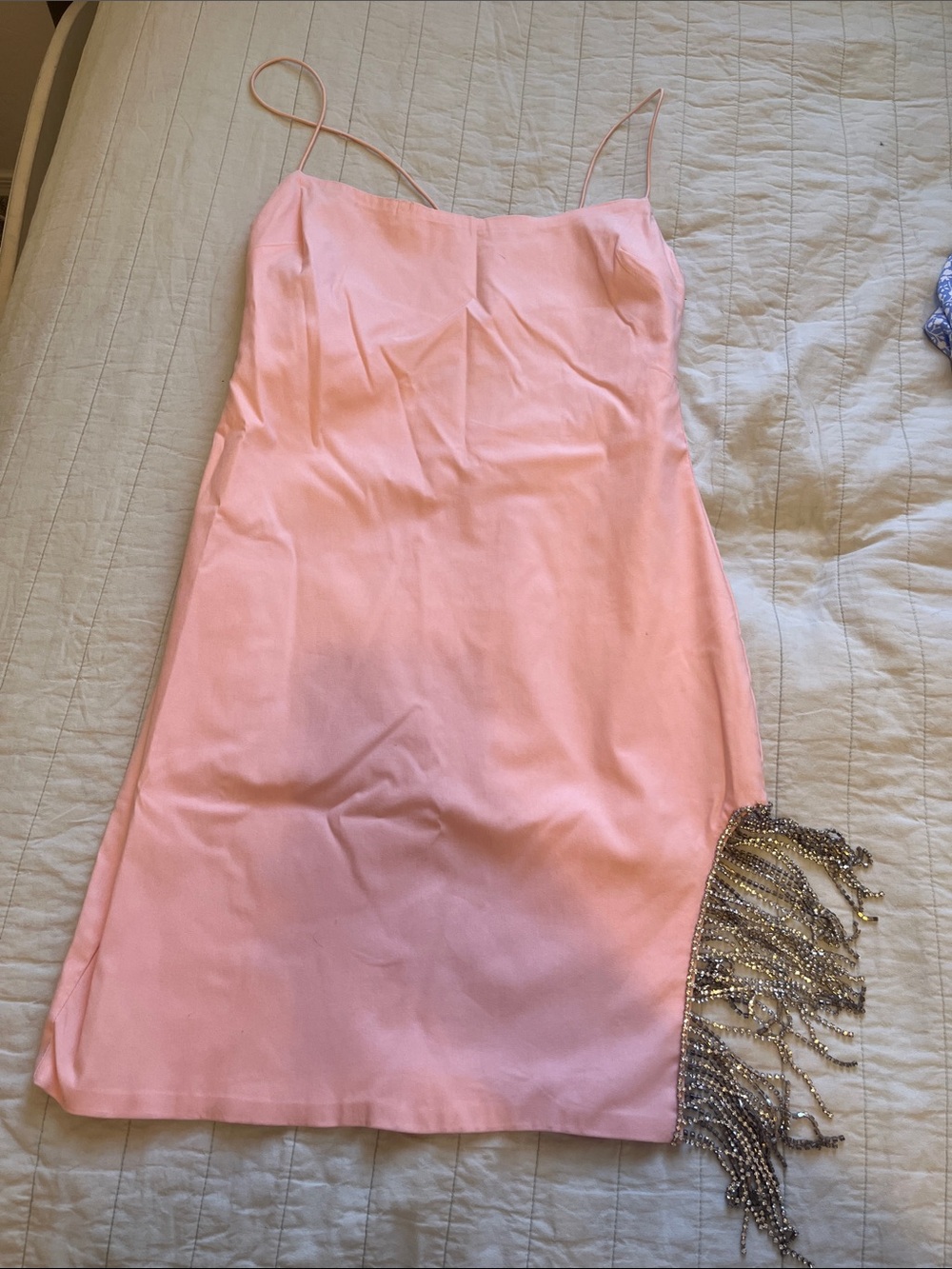 Fashion Nova Light pink backless dress with silver rhinestones club party mini